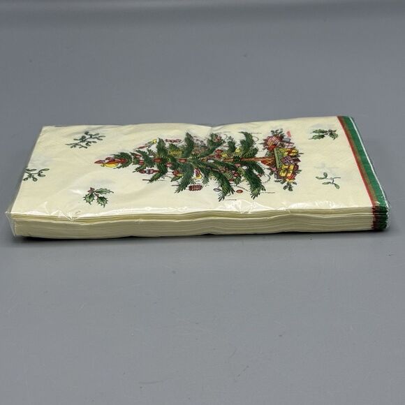 Vtg Sealed New 16 ct Spode Christmas Tree 3 ply Paper Guest Dinner Napkins NOS - Picture 8 of 10